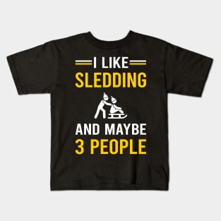3 People Sledding Sledging Sleighing Kids T-Shirt